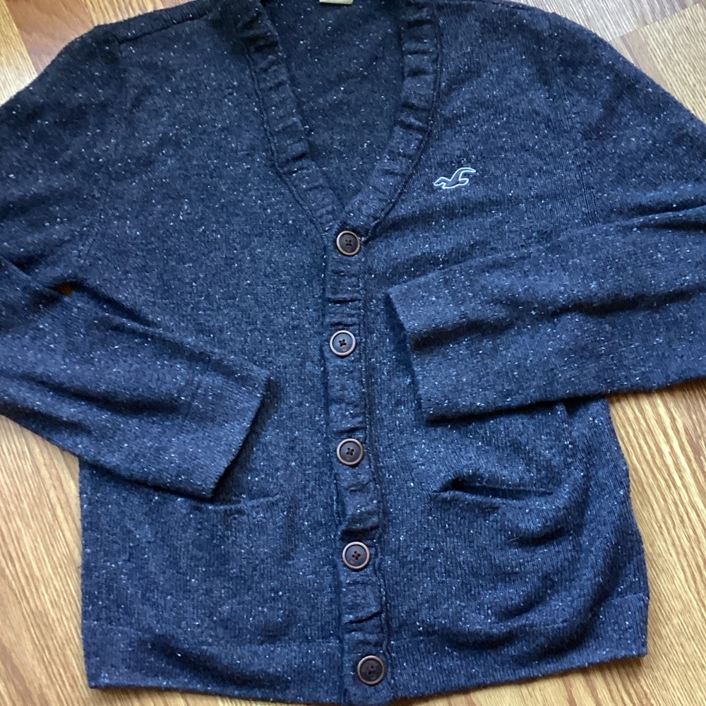 Hollister Dark Blue Men's Cardigan Sweater